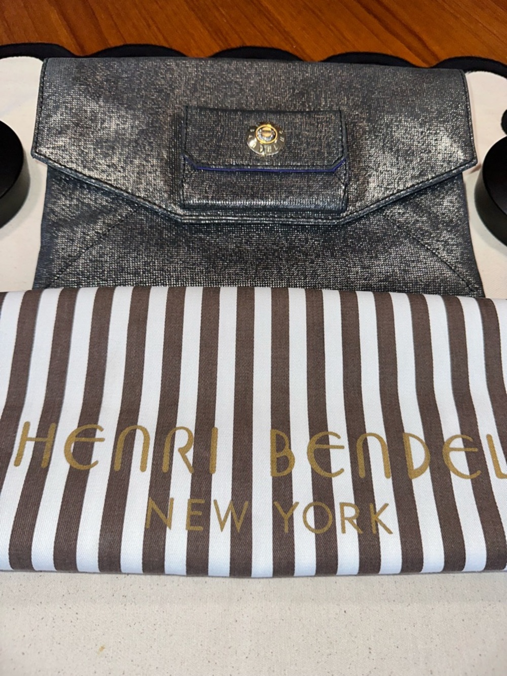 ✨Henri Bendel Metallic Jacquard Envelope Clutch • Satin Lined • Collector Piece - Picture 2 of 16